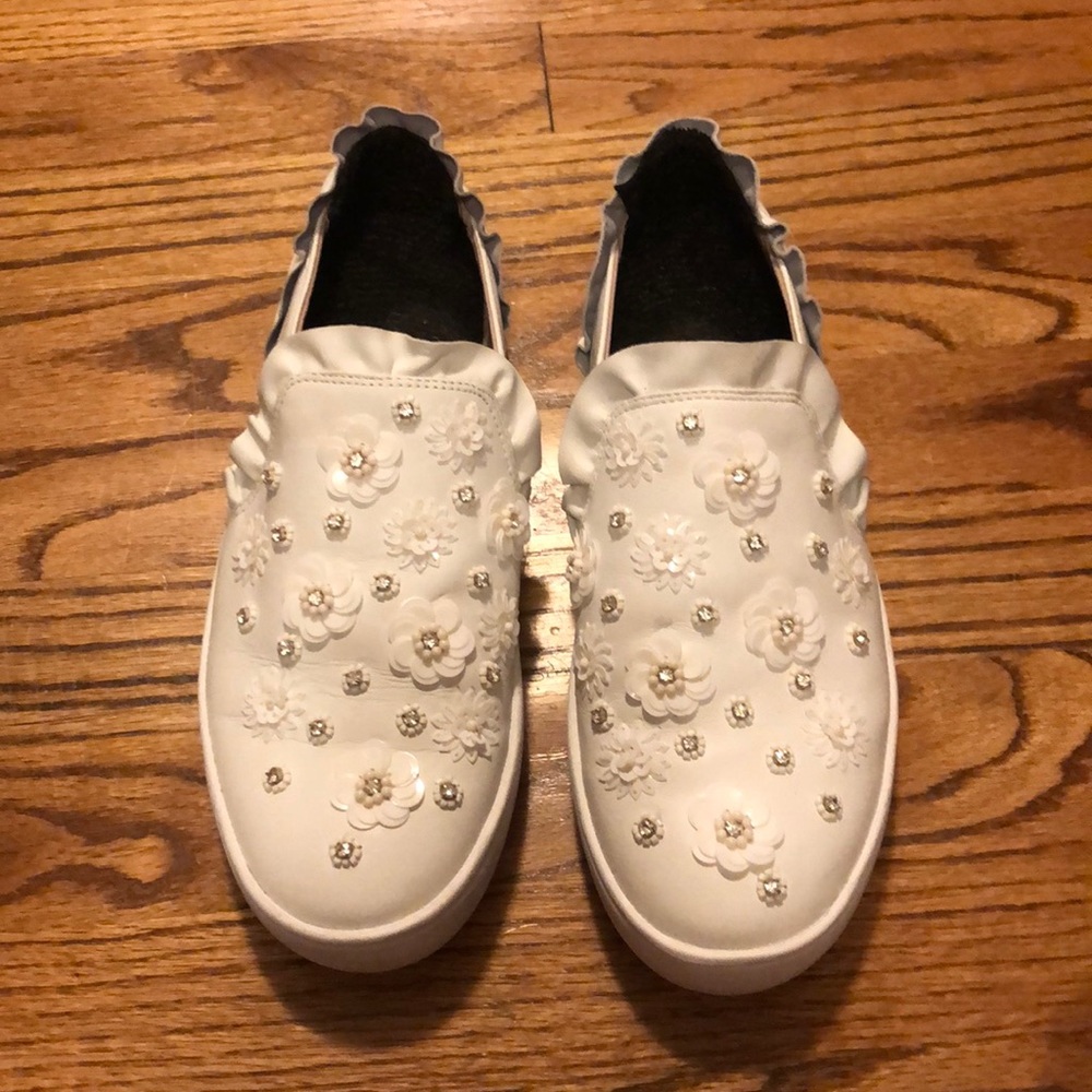Kate Spade WHITE SNEAKERS embellished slip ons